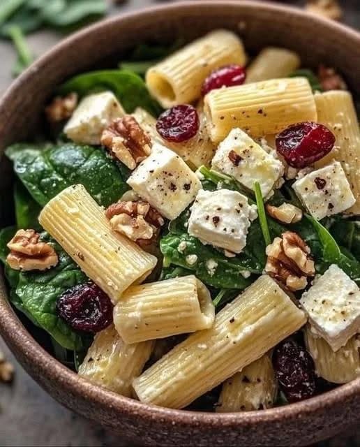 Spinach, Feta & Cranberry Pasta Salad