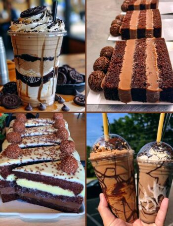 Chocolate Cake Slice and Chocolate Frappe