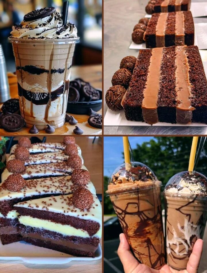 Chocolate Cake Slice and Chocolate Frappe